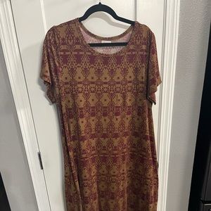 Lularoe Carly Dress - size XL (brown and maroon)